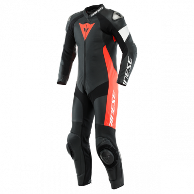 DAINESE TOSA LEATHER 1PC PERF Negro/rojo fluo/blanco