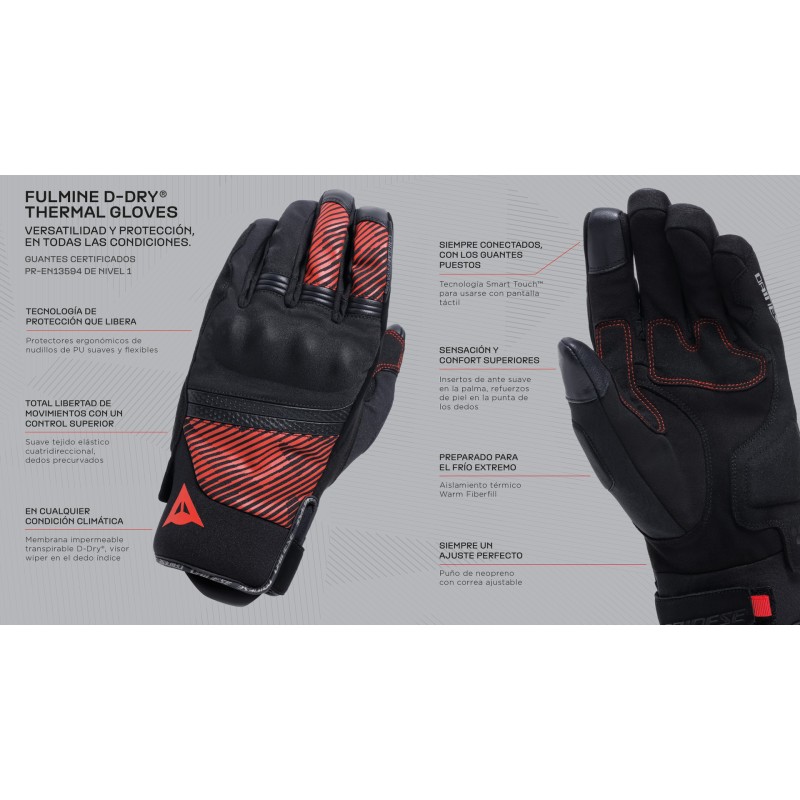 Guantes DAINESE FULMINE D-Dry Black/red