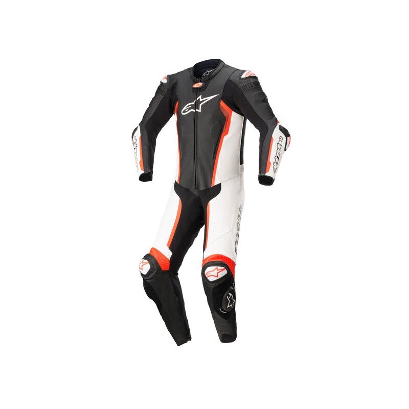 Mono ALPINESTARS MISSILE V2 LEATHER 1PC Blanco/rojo fl - 9694