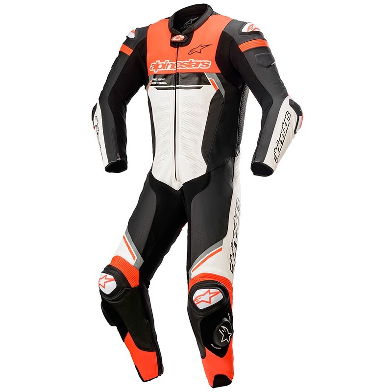 Mono ALPINESTARS MISSILE V2 IGNITION LEATHER 1PC Blanco/rojo fl - 9699